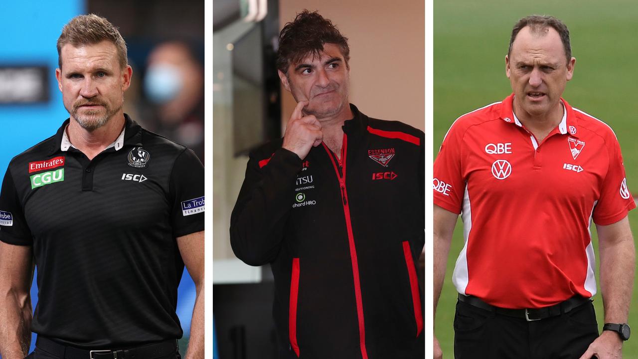 The 2020 AFL draft state of play: Nathan Buckley, Adrian Dodoro and John Longmire.