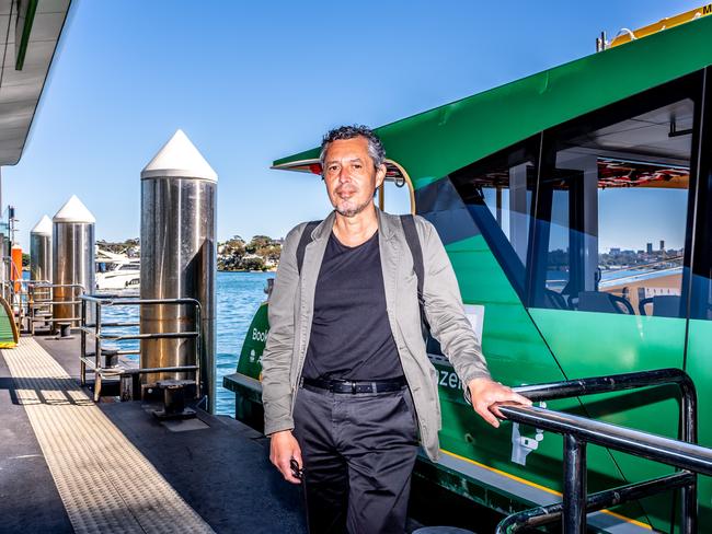 Joe Agius caught the ferry from Blackwattle Bay to Barangaroo. Picture: Monique Harmer