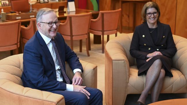 Anthony Albanese says his government is doing its part to help RBA governor Michele Bullock bring inflation back under control. Picture: NewsWire / Martin Ollman