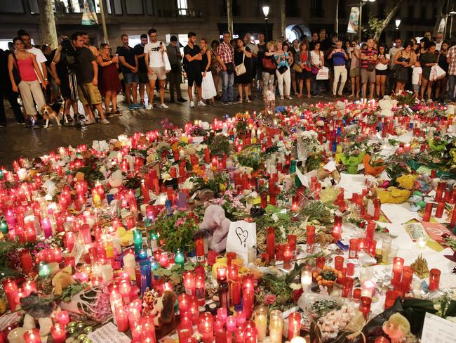 A memorial for the victims of the Barcelona tragedy. Picture: Ella Pellegrini