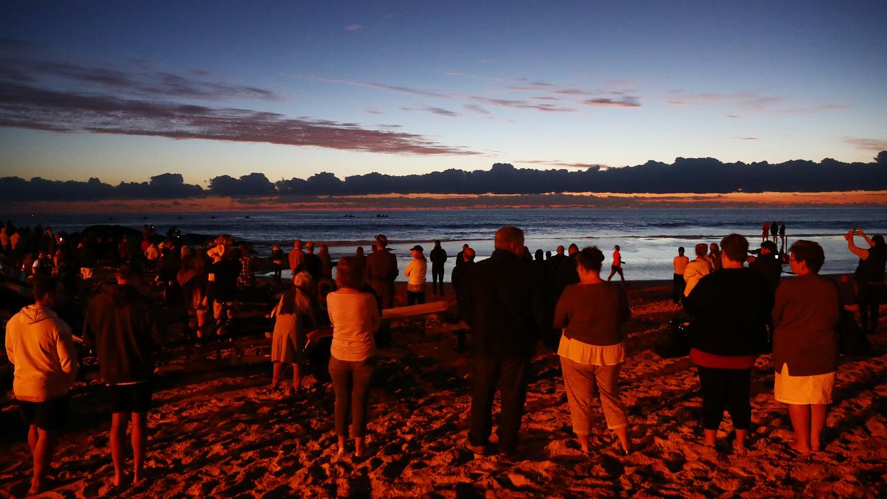 A crowd gathered on the beach this morning. Picture: Chris Hyde/Getty Images