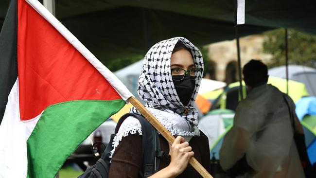 Pro Palestine students at University of Queensland campus protested on site today and for a period of time took over the Advanced Engineering building. St Lucia Thursday 16th May 2024 Picture David Clark