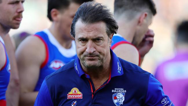 Western Bulldogs coach Luke Beveridge says the AFL has become ‘significantly paranoid’ over head knocks. Picture: Sarah Reed / Getty Images