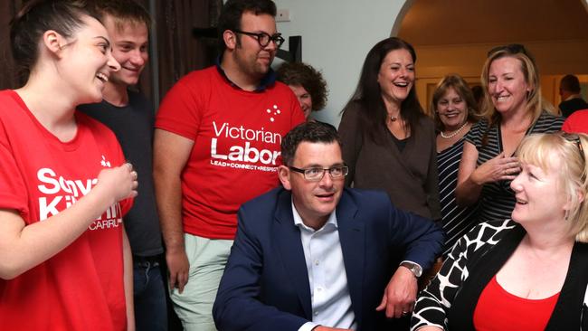 Now-premier Daniel Andrews visiting campaign volunteers during the final days of the 2014 election campaign.