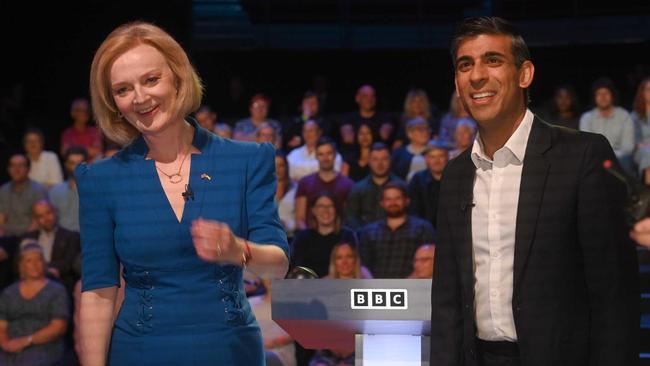 Liz Truss and Rishi Sunak warm up for their televised leadership debate filmed at Victoria Hall, Stoke-on-Trent, last month.