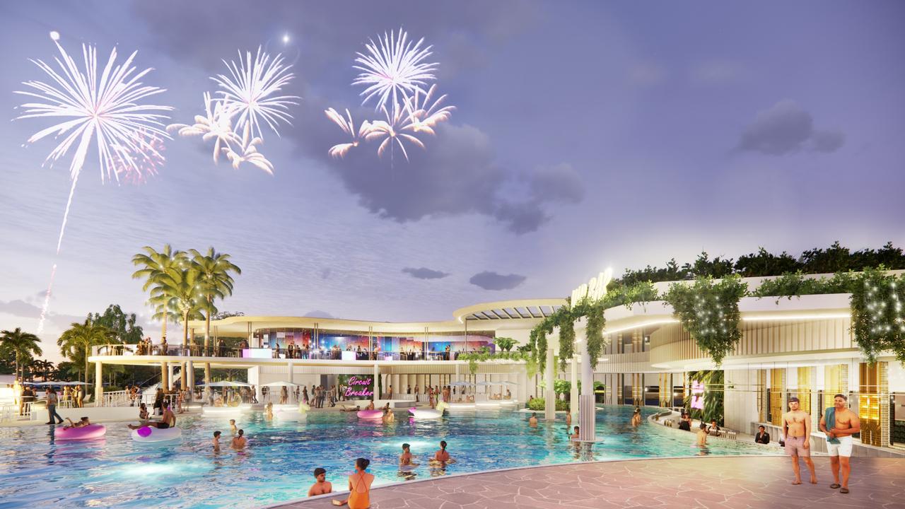 Render of the VIP Pool Bar at the Townsville Waterpark, Beach Club &amp; Hotel. Picture: CA Architects.