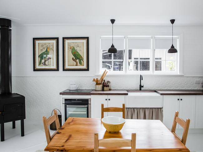 The well-appointed dining/kitchen area in the Cloud River Farm guest house. Picture: Naomi Sherman.