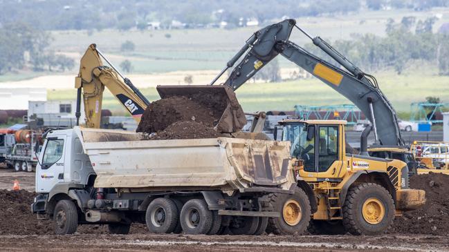 Work at Wellcamp Airport. Picture: Nev Madsen