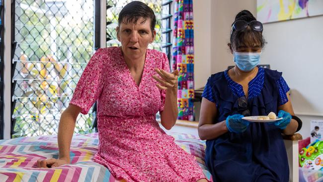 NDIS participant Rebecca Baddeley in her room at a Somerville group home.