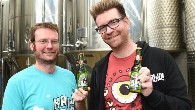 Brewery co-owners and brothers Nat and Callum Reeves in the brewery. Picture: Lawrence Pinder