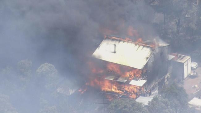 Three homes were destroyed in the blaze. Picture: 9 News