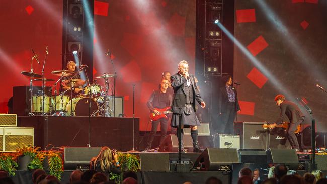 Jimmy Barnes performs at Michael Gudinski's state memorial service with his band. Picture: Mushroom Creative House