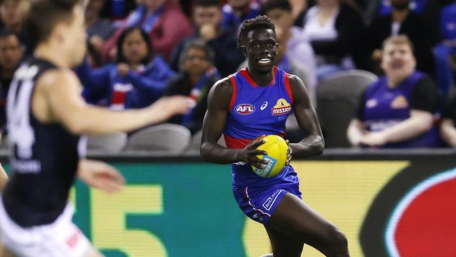 Bulldogs first-gamer Buku Khamis finished with 11 disposals. Picture: Michael Klein