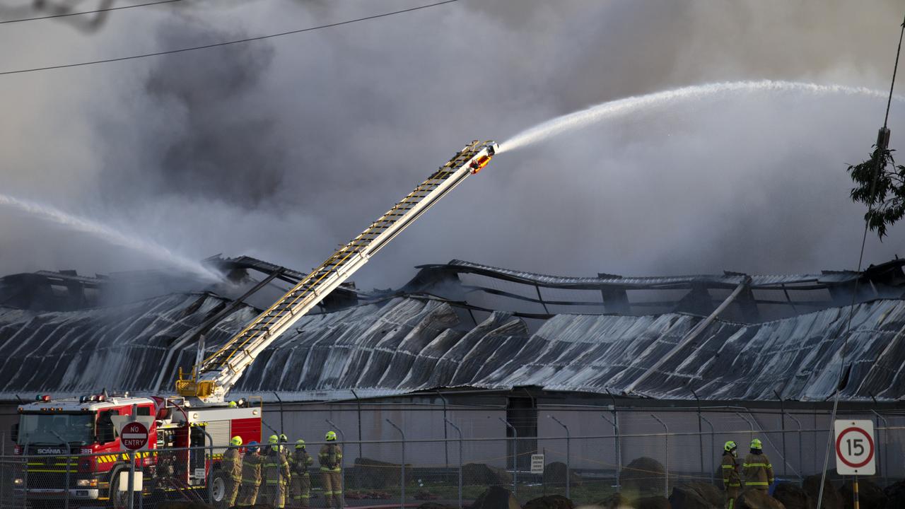 Crews try to contain the Campbellfield fire. Picture: Sarah Matray