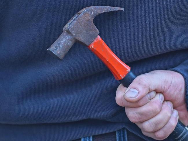 A group of teens allegedly attacked two shopping centre security guards with a hammer and fled the scene in the Latrobe Valley.