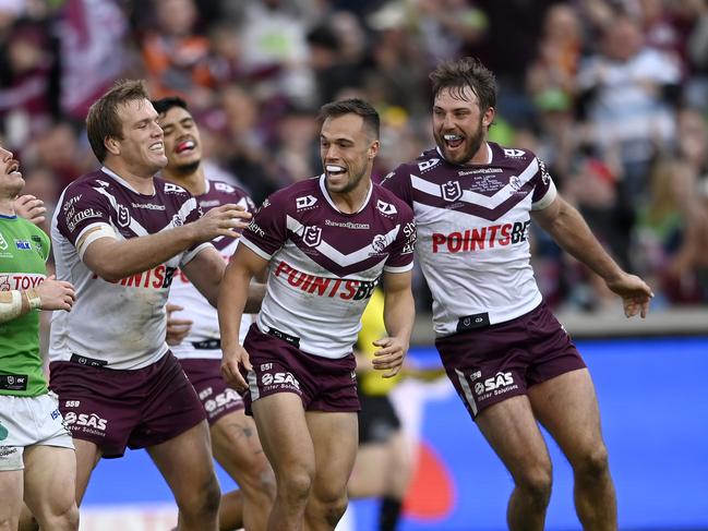 The Sea Eagles hopes for a top four finish have received a boost, after cruising past Canberra. Picture: NRL Imagery