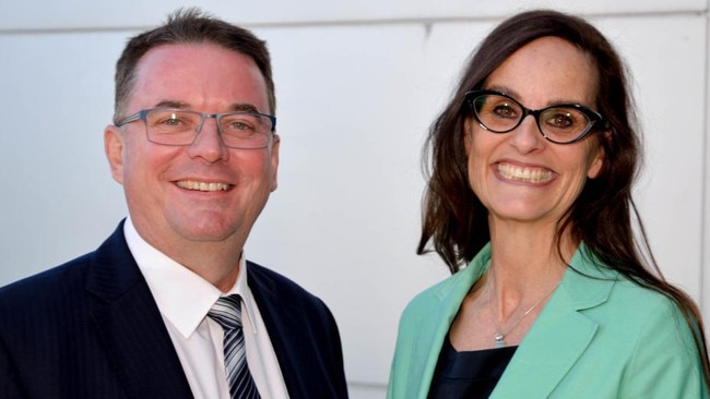 Former Logan City Council mayor Luke smith and former CEO Sharon Kelsey.