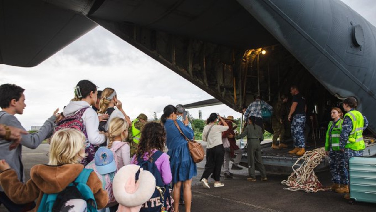 108 Australians and other tourists landed in Brisbane on two Australian Government assisted-departure flights from New Caledonia on Tuesday. Picture: Supplied/NewsWire