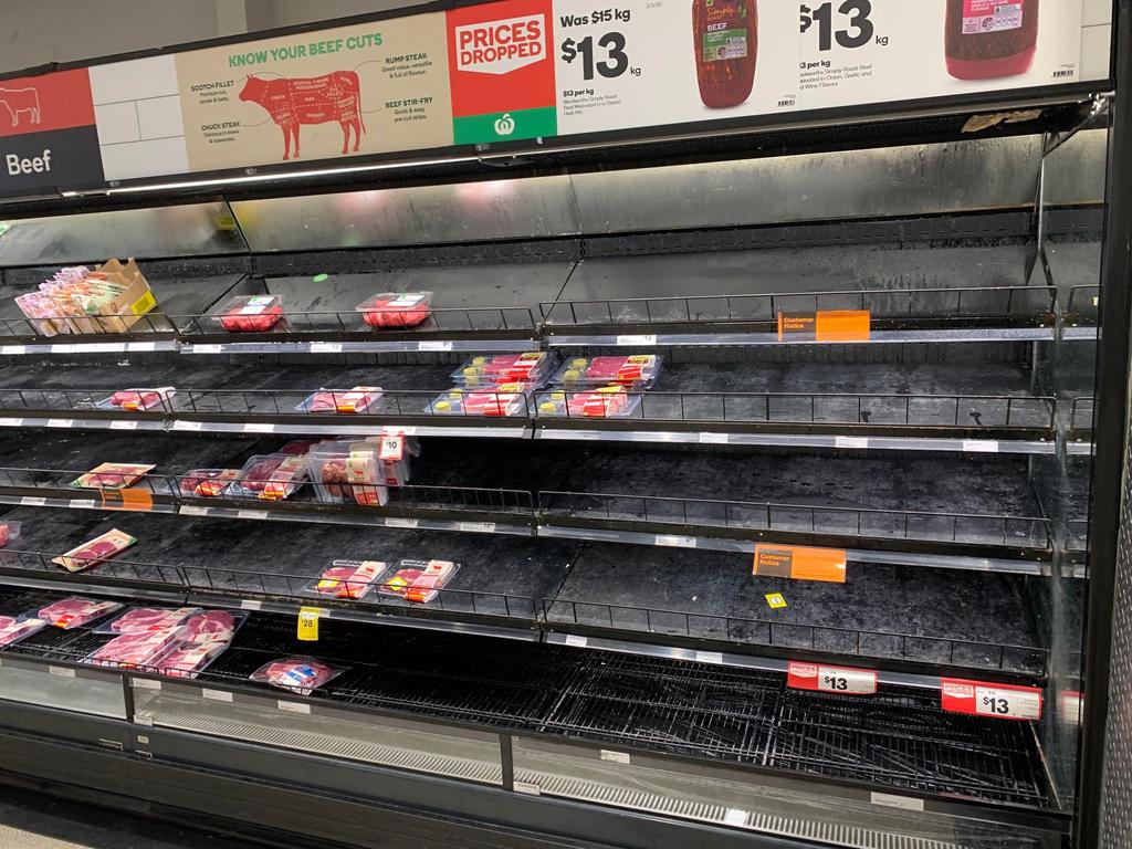 Shoppers are finding many vacant shelves at Woolworths Rural View as Covid-19 disrupts the supply chain. Picture: Tara Miko