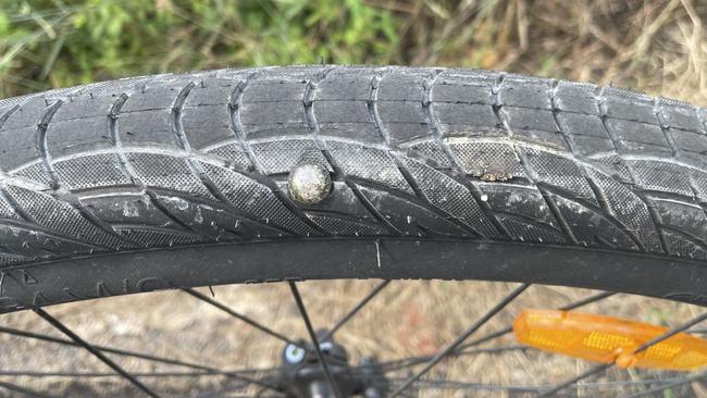 Punctures have forced young children to cart broken bikes out by foot. Picture: NSW Police