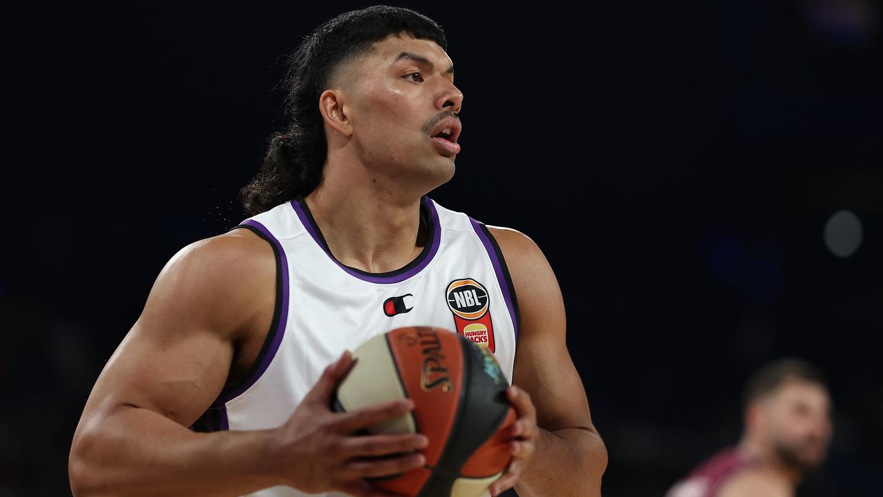 PERTH, AUSTRALIA - SEPTEMBER 22: Keli Leaupepe of the Kings in action during the round one NBL match between Adelaide 36ers and Sydney Kings at RAC Arena, on September 22, 2024, in Perth, Australia. (Photo by Paul Kane/Getty Images)