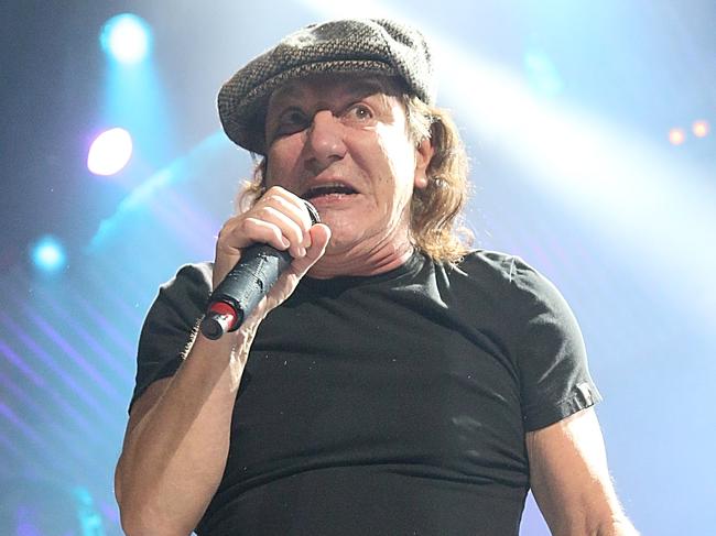 HOUSTON, TX - FEBRUARY 26:  Brian Johnson performs in concert with AC/DC at the Toyota Center on February 26, 2016 in Houston, Texas.  (Photo by Gary Miller/Getty Images)