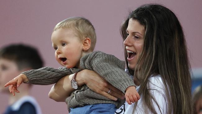 Gary and Jordan Ablett have shared how technology is helping create joyful moments for their son Levi. Pic: Michael Klein