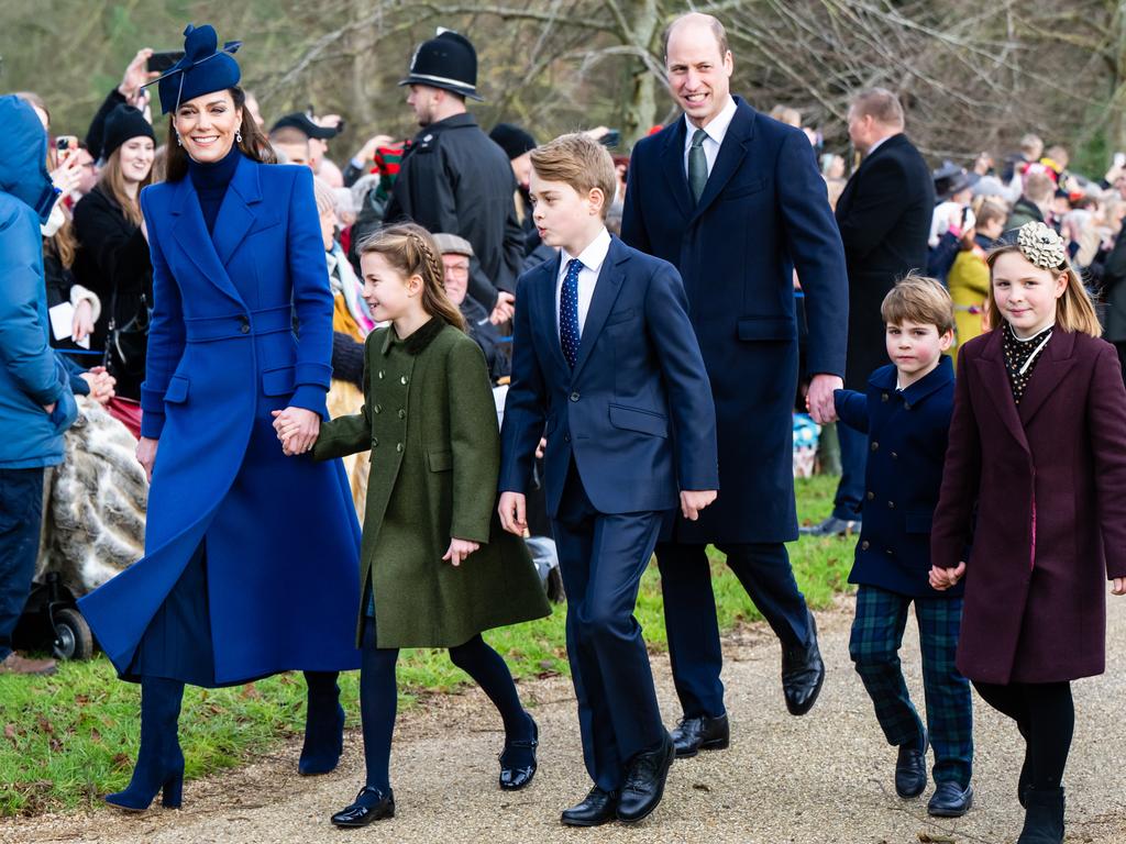 William, Kate and their three kids were also seen walking into church. Picture: Samir Hussein/WireImage