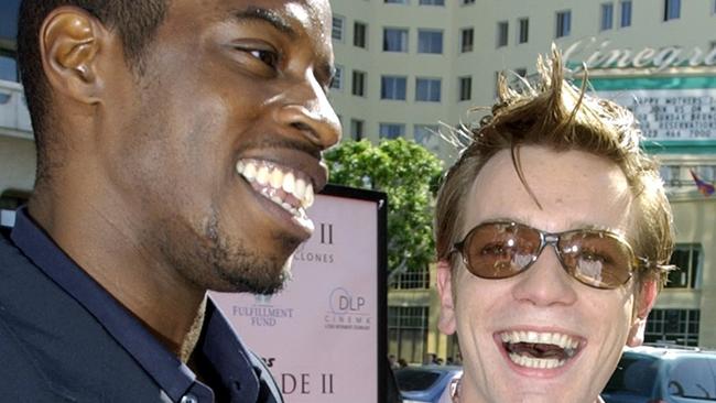 Jar Jar Binks actor Ahmed Best with co-star Ewan McGregor at a Star Wars: Episode II Attack Of The Clones premiere in 2002. Picture: AP