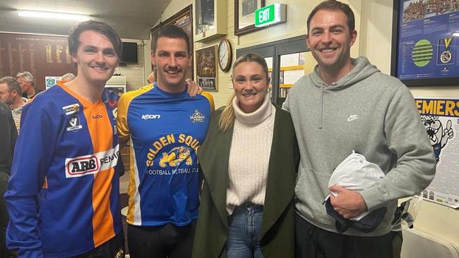 Golden Square's Paul Symons (left), Tanner Rayner, Jenna Strauch &amp; Dave Symons. Picture: Golden Square Football Club.