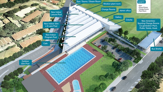 Aerial view of new and existing swim centre. Picture: Supplied.