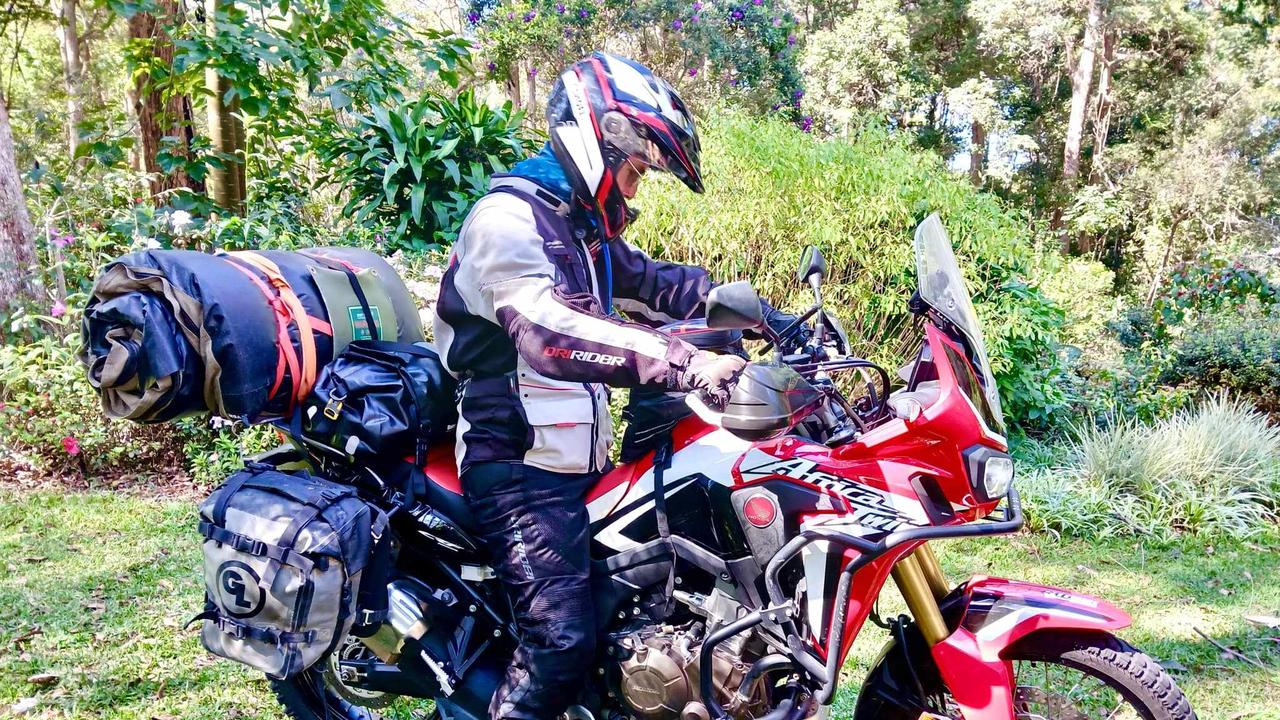 A police hunt is on after free camping motorcyclist Elliot Bugler was held up by knifepoint and his motorbike stolen in the South Burnett town of Goomeri. Picture: Contributed