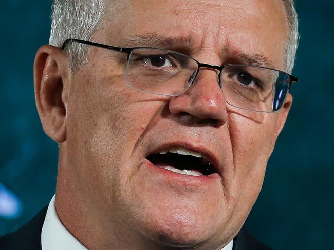 SYDNEY, AUSTRALIA - NewsWire Photos, NOVEMBER 16 2021:   Prime Minister Scott Morrison attends the launch of Google's Digital Future Initiative at Google HQ in Sydney. Picture: NCA Newswire / Gaye Gerard