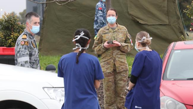 Defence force medics at Epping Gardens. Picture: David Crosling