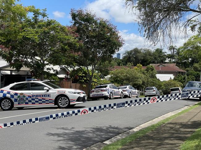 Police have closed off Tamar St in Annerley and several police cars on scene. Police Shooting . Picture: Shalya Bulloch,