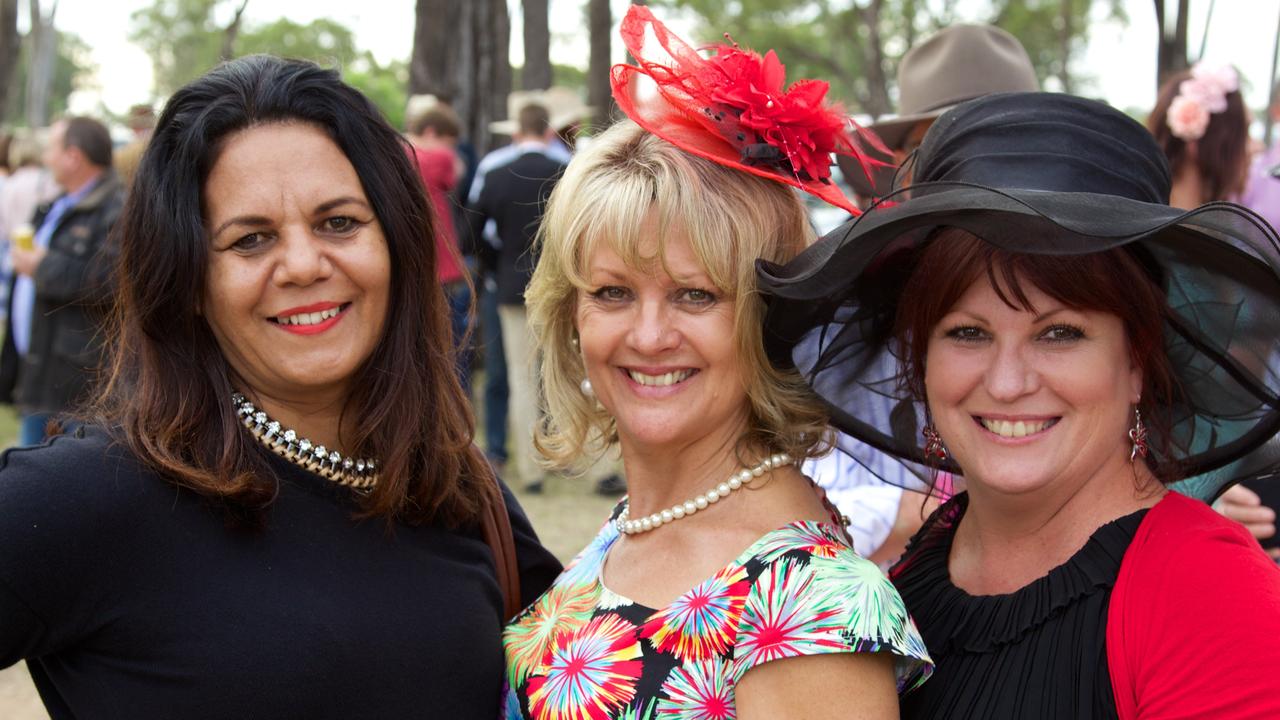 Leanne Carsbury (Harvey Bay), Wendy Horne (Kingaroy), Sherrie Hann (Kingaroy) at the Burrandowan races. Photo Contributed