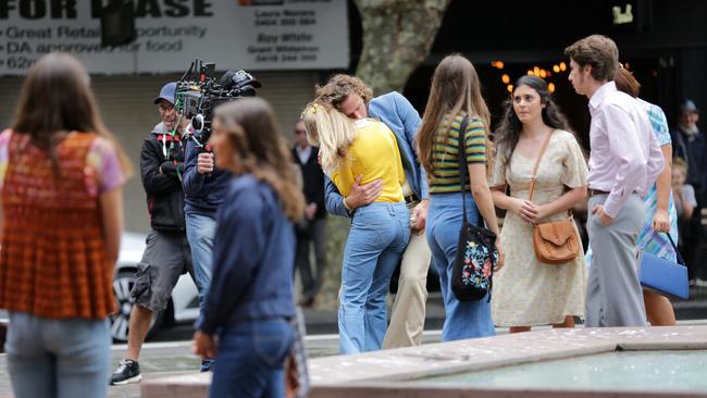 Scenes of TV show Love Child were filmed near The El Alamein Memorial Fountain in Kings Cross. Picture: Christian Gilles