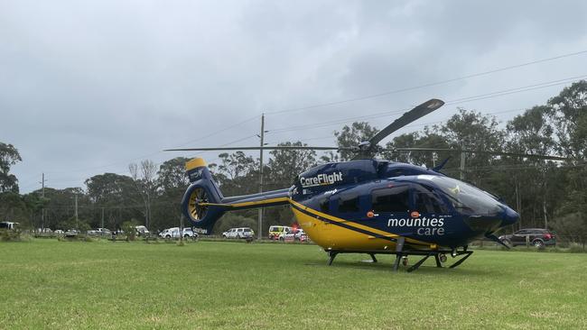 The CareFlight helicopter which flew paramedics to the injured child in Londonderry. Picture: Supplied