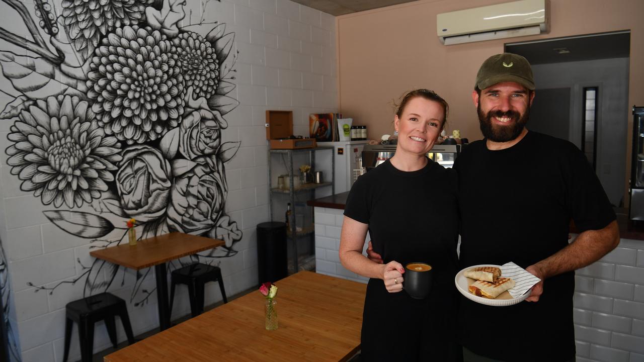 Rachel and Ash Steen at Stripes Coffee in West End. Picture: Evan Morgan