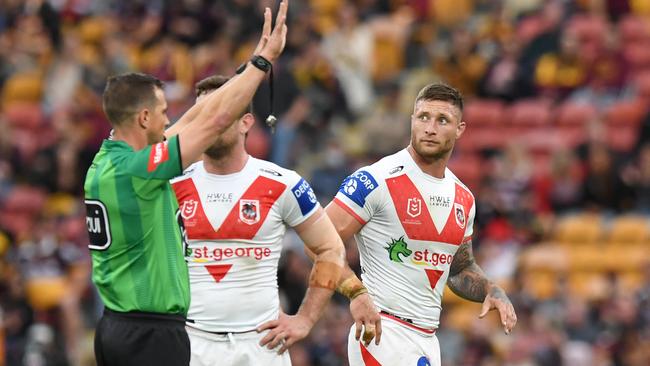 Tariq Sims went to the bin twice against Brisbane. Picture: NRL Images