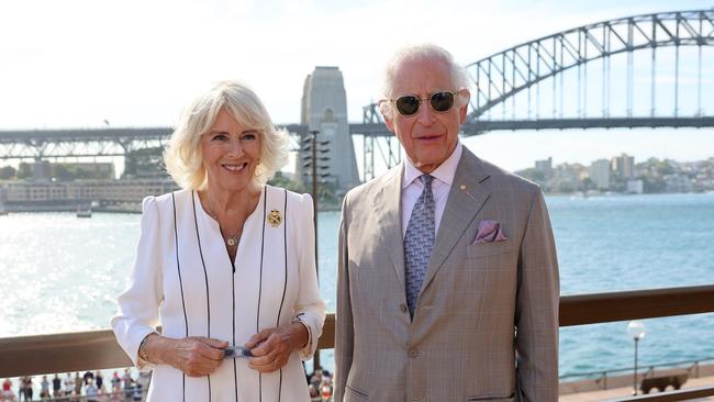 Queen Camilla and King Charles in Sydney on Tuesday. Picture: Getty Images