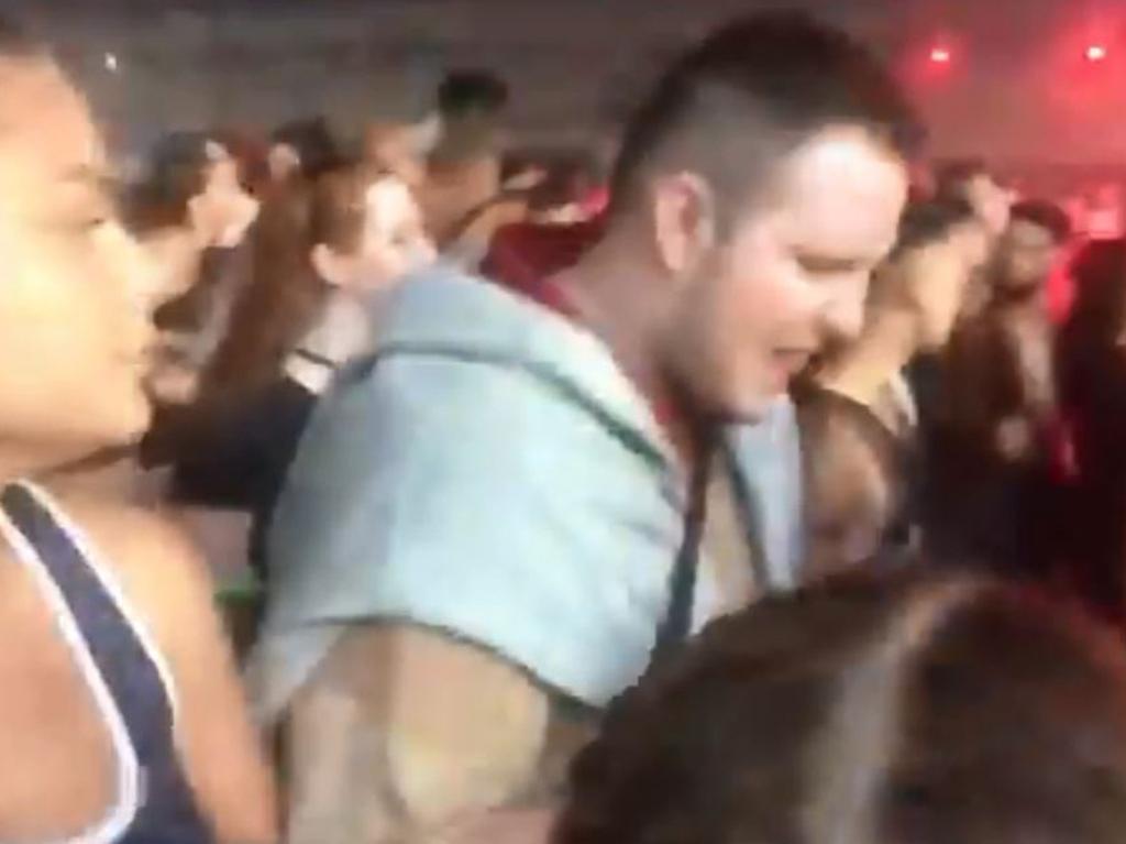 Video still of Callum Brosnan dancing at Knockout Games at Sydney Olympic Park shortly before he died of a suspected drug overdose. Picture: Facebook