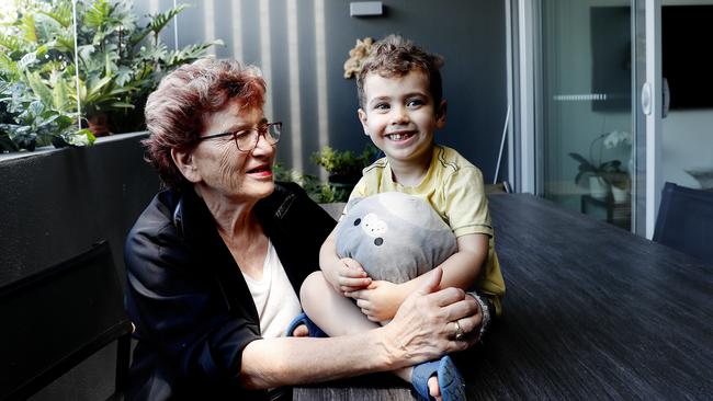 ‘I made that step and I couldn’t be happier,’ says Gabrielle, with her grandson Tom at her Sydney apartment on Tuesday. Picture: Nikki Short