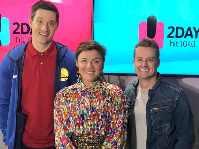 The revamped 2DayFM morning show with Ed Kavalee, Em Rusciano and Grant Denyer. Picture: Supplied