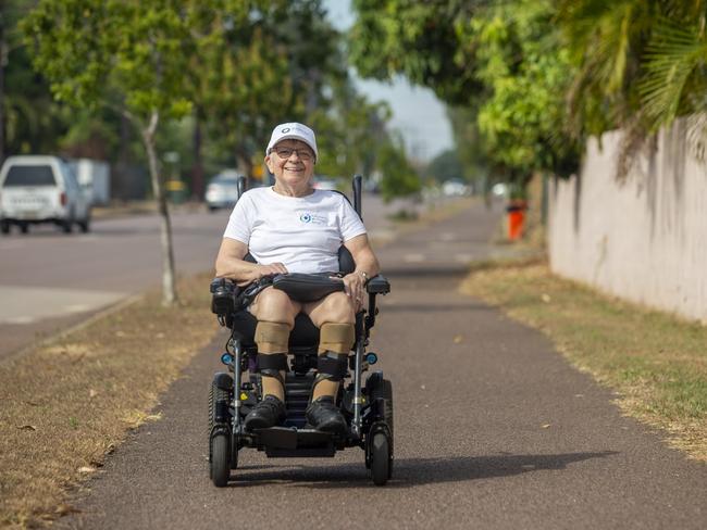 2022 NT Senior Australian of the Year Robyne Burridge motored almost 2km from the Nightcliff Community Centre to her home, in Coconut Grove. Picture: Floss Adams.