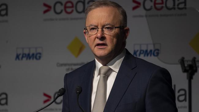 Anthony Albanese says the government has given up on vaccine targets. Picture: NCA NewsWire / Martin Ollman