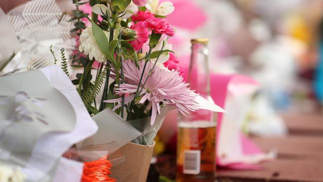 A memorial for Jack Beasley, 17, at Pacific Pines State High School after he was fatally stabbed at Surfers Paradise. Picture: Liam Kidston