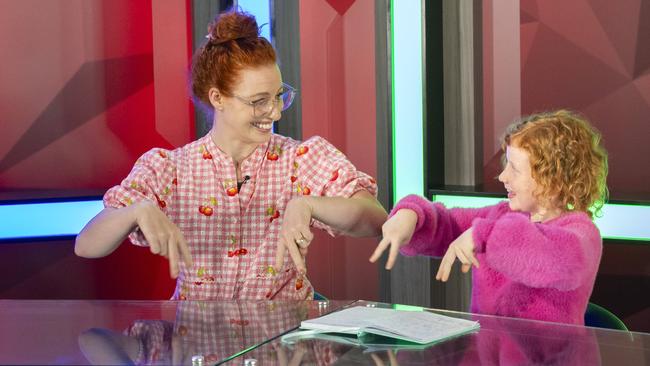 Emma Watkins being interviewed by nine-year-old Saffron Deacon for Tiny Edition. Picture: Richard Walker