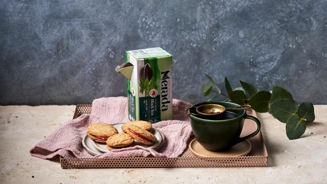 Nerada Tea, based in Far North Queensland served with biscuits.