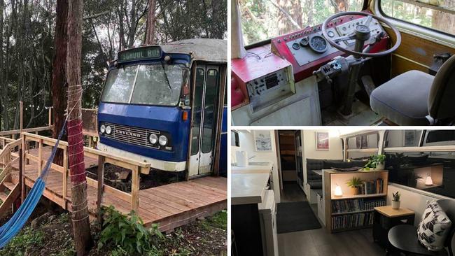 That Blue Bus in Mudgeeraba is among the coolest and quirkiest Airbnb stays in Queensland. Picture: Airbnb